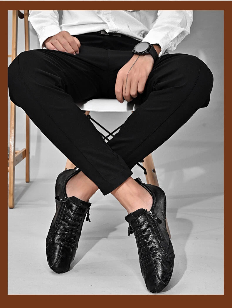Chaussures de conduite décontractées en cuir pour hommes